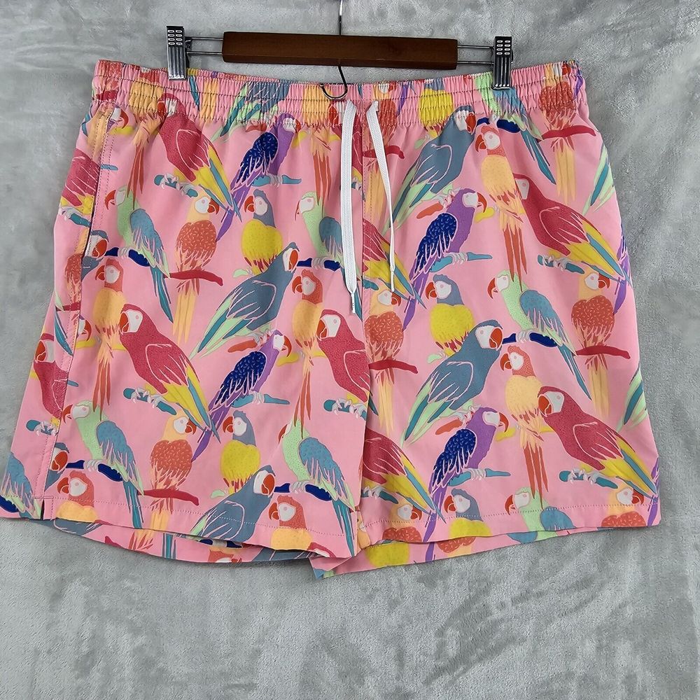 Chubbies Swim Trucks Mens 2XL XXL Hawaiian Bird Print Pink Mesh Liner 5" Inseam